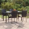 Patio Dining Set Black Poly Rattan