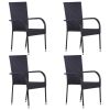 Patio Dining Set Black Poly Rattan