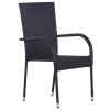 Patio Dining Set Black Poly Rattan