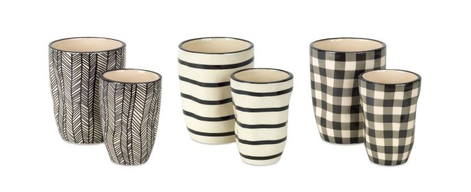 Pot (Set of 6) 2.75"D x 4.25"H, 3.75"D x 5"H Dolomite