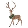 Holiday Standing Deer Figurine with Wreath Accent (Set of 2)