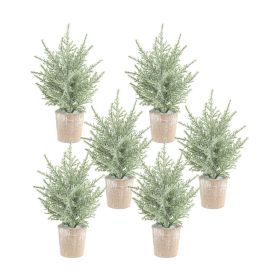 Potted Icy Pine Tree (Set of 6) 12"H