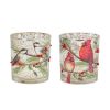 Mercury Glass Votive Candle Holder with Bird and Berry Branch (Set of 6)
