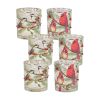 Mercury Glass Votive Candle Holder with Bird and Berry Branch (Set of 6)