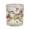Mercury Glass Votive Candle Holder with Bird and Berry Branch (Set of 6)