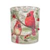 Mercury Glass Votive Candle Holder with Bird and Berry Branch (Set of 6)
