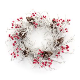 Icy Twig/Cone/Berry Wreath 22.75"D