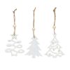 Wood Tree Tag Ornament with Beaded Hanger (Set of 9)