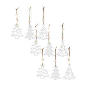 Wood Tree Tag Ornament with Beaded Hanger (Set of 9)