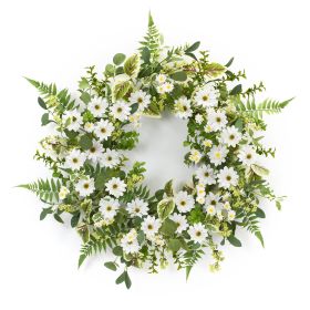Mixed Foliage and Daisy Wreath 22.5"D