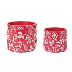 Pot (Set of 2) 5"D x 4.5"H, 6"D x 5.5"H Resin