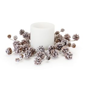 Snowy Pine Cone Candle Ring (Set of 2) 16.25"D Cone