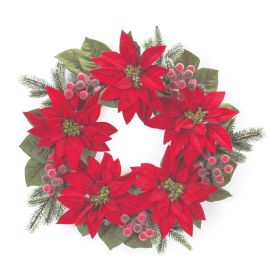 Poinsettia and Pine Wreath 24.5"D