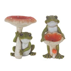 Frog w/Mushroom (Set of 2) 9.5"H, 10"H