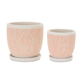 Pot w/Saucer (Set of 2) 4"D x 4.5"H, 5.5"D x 5.5"H Cement