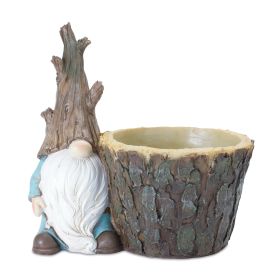 Gnome w/Tree Trunk Pot (Set of 2) 6.5"L x 6.75"H