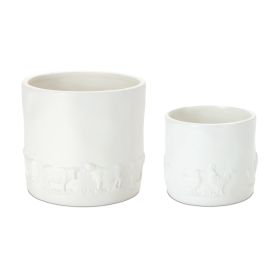 Farm Animal Pot (Set of 2) 4.5"D x 4.25"H, 6"D x 5.75"H