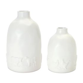 Farm Animal Vase (Set of 2) 4.25"D x 6.25"H, 5.25"D x 8.5"H