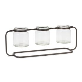 Triple Vase in Stand 19.75"L x 7"H