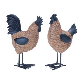 Hen and Rooster (Set of 2) 9"H