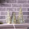 LED Green Mercury Glass Tree (Set of 3)