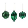Green Textured Harlequin Glass Ornament (Set of 6)