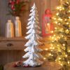 Flocked Pine Tree with Carved Design 26"H