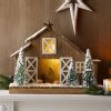 LED Flocked Nativity Stable Display 19.5"L