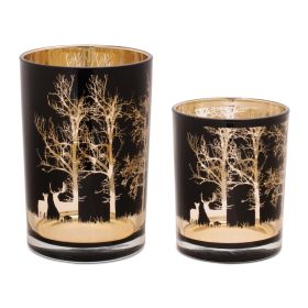 Mossy Oak Candle Holder (Set of 2) 4"D x 5"H, 4.5"D x 7"H Glass