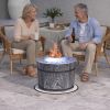 Outsunny Smokeless Fire Pit Portable Magnesium Oxide Bonfire Stove with Mat Black For Patio
