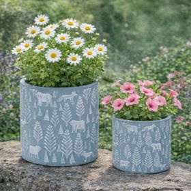 Container (Set of 2) 4"D x 3.5"H, 5.25"D x 5"H Cement