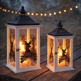 Merry Christmas Lantern (Set of 2) 17.5"H, 22.75"H Wood