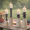Candle Holder (Set of 4) 8.75"H, 9.25"H, 11.5"H, 13.25"H Resin/Stone Powder