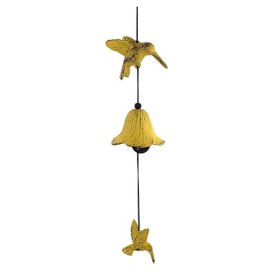 Japanese Cast Iron Wind Chimes Clear Sound Hummingbird Yellow
