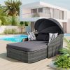 79.9" Outdoor Sun bed with Adjustable Canopy;  Double lounge;  PE Rattan Daybed