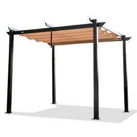 Outdoor Retractable Pergola with Weather-Resistant Canopy Aluminum Grill Gazebo