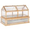 Outsunny Raised Garden Bed with Polycarbonate Greenhouse, Wooden Garden Cold Frame