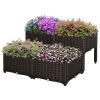 Outsunny 4 Piece Raised Garden Bed with Legs, Self-Watering Planter Box Raised Bed to Grow Flowers, Herbs & Vegetables, Brown - as Pic