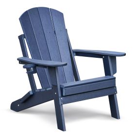 Folding Outdoor Adirondack Chair for Relaxing, Navy Blue