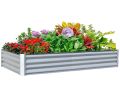 6x3x1ft Galvanized Raised Garden Bed, Outdoor Planter Garden Boxes Large Metal Planter Box for Gardening Vegetables Fruits Flowers, Silvery - as Pic