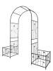 Metal Garden Arch with two plant stands 79.5'' Wide x 86.6'' High Climbing Plants Support Rose Arch Outdoor Black