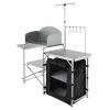 VEVOR Folding Outdoor Cooking Table with Storage Carrying Bag, Aluminum Cook Station 1 Cupboard & Detachable Windscreen