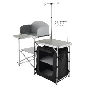 VEVOR Folding Outdoor Cooking Table with Storage Carrying Bag, Aluminum Cook Station 1 Cupboard & Detachable Windscreen