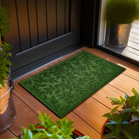 Home Entrance Green Leaves Door Mat Deluxe 17x29.5 in Absorbent Natural Rubber Non Slip