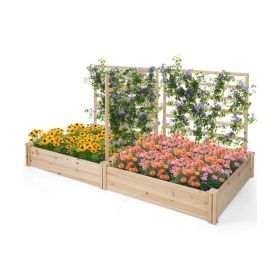 Raised Garden Bed with 2 Planter Boxes and 3 Trellis Natural