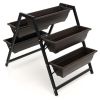 3-Tier Vertical Raised Garden Bed with 5 Plant Boxes - Black & Brown