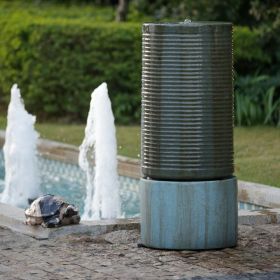 44" Tall Large Round, Cement Outdoor Bird Feeder / Bath Fountain