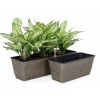 2-Pack Self-watering Planter - Hand Woven Wicker - Rectangular - Dark Gray - as Pic