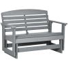 Outsunny 2-Person Outdoor Glider Bench Patio Double Swing Rocking Chair Loveseat w/ Slatted HDPE Frame, Light Gray