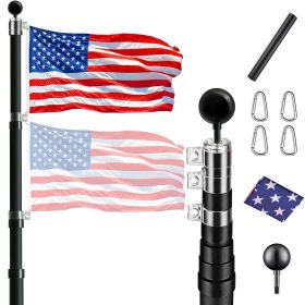 30 ft. Aluminum Telescopic Flag Pole Kit Flagpole 3'x5' US Flag & Ball Top